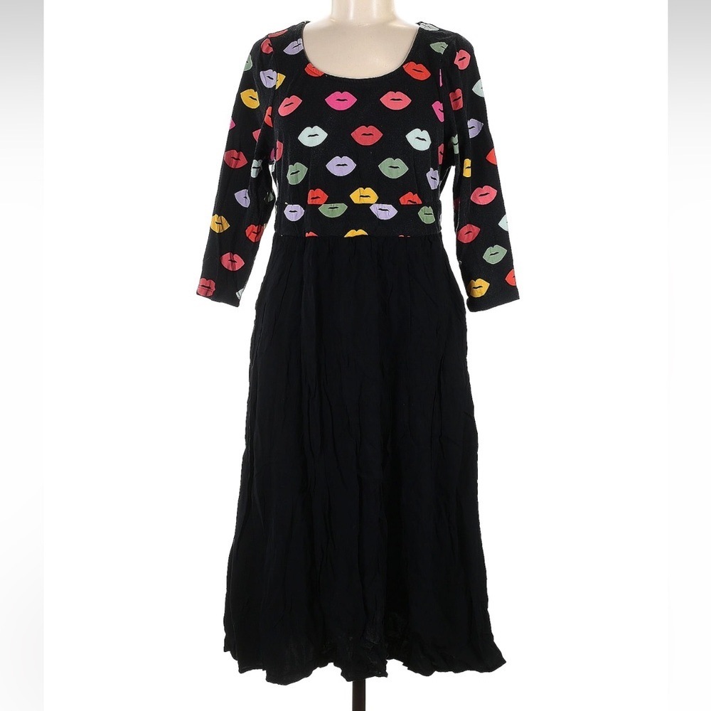 Torrid Kissy Lips Midi Challis And Jersey Dress Women’s Size 00 Medium M Rare!!! - Picture 4 of 9